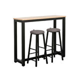 High-Rise 2 Tabureli Yüksek Ayaklı Yemek Masası - Ceviz/ Siyah 120x40x100