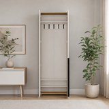 Porto 3 Bölmeli 5 Askılı Vestiyer - Florida Meşe/Vizon 72x210x34 cm