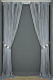 DÜZ İP PERDE GRİ ÇİFT RENK HAZIR İP PERDE 300 X 280 cm