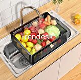 Trendesk 5 katlı metal siyah çekmeceli tekerlekli sebze meyve sepeti mutfak organizer düzenleyici
