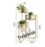 Trendesk Trendesk  Modern 3 Katlı Metal  Çiçeklik Saksı Standı Saksılık