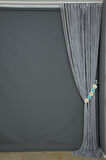 İP ZİNCİR GRİ RENK EN 100 CM BOY 280 CM HAZIR DÜĞMELERİ DİKİLMİŞ İP PERDE