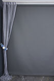 DÜZ İP PERDE 0.80 mm GRİ ÇİFT RENK 100 Cm En 280 Cm Boy  HAZIR YASSI KALIN ŞERİT İP PERDE