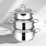 Nehir Silver Çelik 6 Parça Mini Tencere Seti