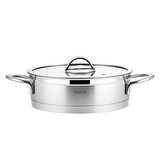 Nehir Silver Mat Trend 24 cm Sığ Kısa Çelik Tencere