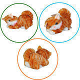 Sesli Yatan Peluş Tekir Kedi - Sarı Beyaz