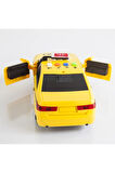 Oyuncak Sarı Taksi Işıklı, Sesli, Sürtmeli Sarı Taksi 25cm.