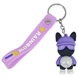 Figürlü ve Işıklı Silikon Anahtarlık -  Supe Rock - Mor