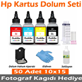 Hp Tüm Model Yazıcılar için Kartuş Dolum Seti (Fotoğraf Kağıdı Hediyeli)