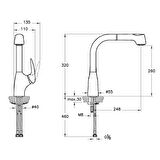Artema V3 A42151 Pull-Out Eviye Bataryası, Krom