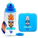 Gıpta Blue Me 1 Lt Plastik Beslenme Kabı + 500 ml Pipetli Matara Açık Mavi