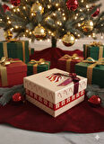 16×16×9 cm Soren No:4 Kare Hediye Kutusu – Yılbaşı Dekoratif Hediye Paketi