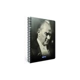 Gıpta Atatürk Spiralli Sert Kapaklı Defter 17x24-120 Yaprak Kareli