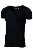 Bsm Erkek Likralı Kısa Kol V Yaka T-shirt 55023 
