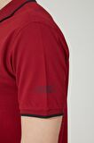 Bordo Polo Yaka Kısa Kollu Baskı Detaylı Erkek T-Shirt 15614-535