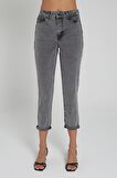 Ariana Orta Gri Yüksek Bel Mom Fit Paçası Katlı Jean Pantalon C 4525-026
