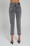 Ariana Orta Gri Yüksek Bel Mom Fit Paçası Katlı Jean Pantalon C 4525-026