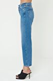 Orta Mavi Barrel Fit Yüksek Bel Fermuarlı Jean Pantolon C 4696-005