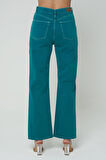 Diana Yeşil Dad Straight Fit Patı Fermuarlı Pantolon Jean C 4517-049