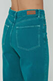 Diana Yeşil Dad Straight Fit Patı Fermuarlı Pantolon Jean C 4517-049