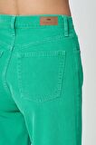 Diana Yeşil Yüksek Bel Dad Straight Fit Fermuarlı Jean Pantolon C 4517-046