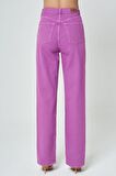 Diana Açık Mor Aplike Cep Detaylı Yüksek Bel Dad Straight Fit Fermuarlı Jean Pantolon C 4517-050