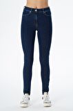 Judy Koyu Mavi Yüksek Bel Fermuarlı Skinny Fit Jean Pantolon C 4521-139