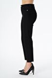 Elıza Cropped Siyah Paçası Kesikli Straight Fit Fermuarlı Jean Pantolon C 4518-071
