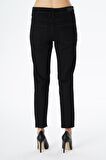 Elıza Cropped Siyah Paçası Kesikli Straight Fit Fermuarlı Jean Pantolon C 4518-071