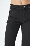 Elıza Cropped Siyah Paçası Kesikli Straight Fit Fermuarlı Jean Pantolon C 4518-071