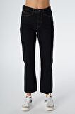 Elıza Cropped Koyu Mavi Straight Fit Fermuarlı Jean Pantolon C 4518-076