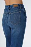 Elıza Cropped Orta Mavi Straight Fit Fermuarlı Jean Pantolon C 4518-078