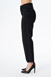 Elıza Cropped Siyah Yıkamalı Paçası Kesikli Straight Fit Fermuarlı Jean Pantolon C 4518-079