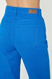  Weslie Mavi Yüksek Bel Fermuarlı Cropped  Wideleg Fit Jean Pantolon  C 4530-053
