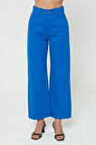  Weslie Mavi Yüksek Bel Fermuarlı Cropped  Wideleg Fit Jean Pantolon  C 4530-053