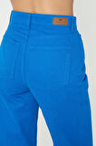  Weslie Mavi Yüksek Bel Fermuarlı Cropped  Wideleg Fit Jean Pantolon  C 4530-053