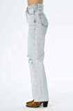 Weslie Açık Mavi Yüksek Bel Yıpratmalı Düğmeli Wideleg Fit Jean Pantolon C 4530-064