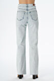 Weslie Açık Mavi Yüksek Bel Yıpratmalı Düğmeli Wideleg Fit Jean Pantolon C 4530-064