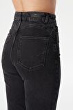 Ariana Siyah Yüksek Bel Mom Fit Fermuarlı Jean Pantolon C 4525-105