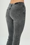 Sydney Gri Yüksek Bel Slim Straiht Fit Patı Fermuarlı Jean Pantolon C 4529-040