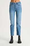 Sydney Açık Mavi Yüksek Bel Patı Düğmeli Slim Straight Jean Pantolon C 4529-046