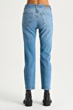 Sydney Açık Mavi Yüksek Bel Patı Düğmeli Slim Straight Jean Pantolon C 4529-046