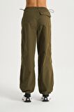 Kadın Haki Paraşüt Jean Pantolon C 4807-006