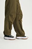 Kadın Haki Paraşüt Jean Pantolon C 4807-006