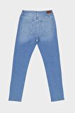 Kadın Sydney Orta Mavi Yüksek Bel Slim Straight  Fermuarlı Jean Pantolon C 4529-038