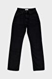 Sydney Siyah Yüksek Bel Patı Düğmeli Slim Straight Jean Pantolon C 4529-049