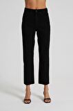 ELIZA Cropped Siyah Paçası Kesikli Straight Cropped Fit Jean Pantolon C 4518-083