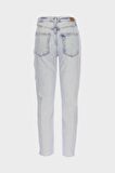 Sydney Asit Yıkamalı Yüksek Bel Dizi Yırtıklı Fermuarlı Slim Straight Jean Pantolon C 4529-033