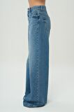 Orta Mavi Yüksek Bel Patı Fermuarlı Palazzo Jean Pantolon C 4809-005