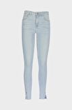 Judy Açık Mavi Yüksek Bel Patı Fermuarlı Paçası Yırtmaçlı Skinny Jean Pantolon C 4521-191